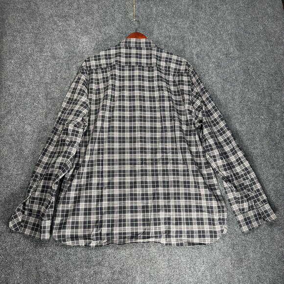 Hickey Freeman Shirt Mens XXL  Gray Cotton Plaid Button Up Long Sleeve - Picture 6 of 7